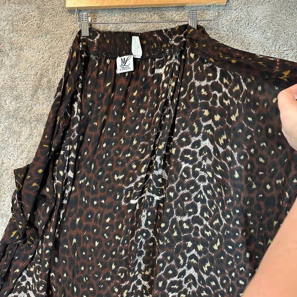 Vintage Maggie Lawrence Animal Print Leopard Wrap Midi Skirt Vintage M Rayon - Picture 5 of 9